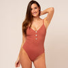 Button One Piece - brown