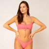 Drawstring Bikini Top - wendebar pink / lila