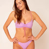 Drawstring Bikini Top - wendebar pink / lila