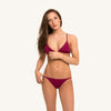 woodlike ocean bikini pant reversible triangle bottom in print and beery color with elastic side string in seamless style