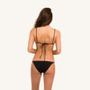 woodlike ocean bikini triangle top in black color with adjustable back straps and removable padding back view