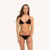woodlike ocean bikini triangle top in black color with adjustable back straps and removable padding front view