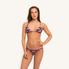 woodlike ocean bikini triangle top in print color with adjustable back straps and removable padding front view